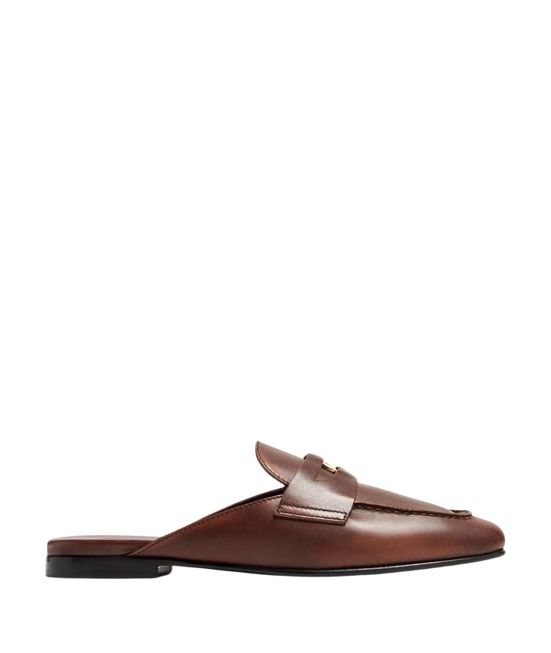 MIU MIU Коричневые кожаные мюли, фото 1