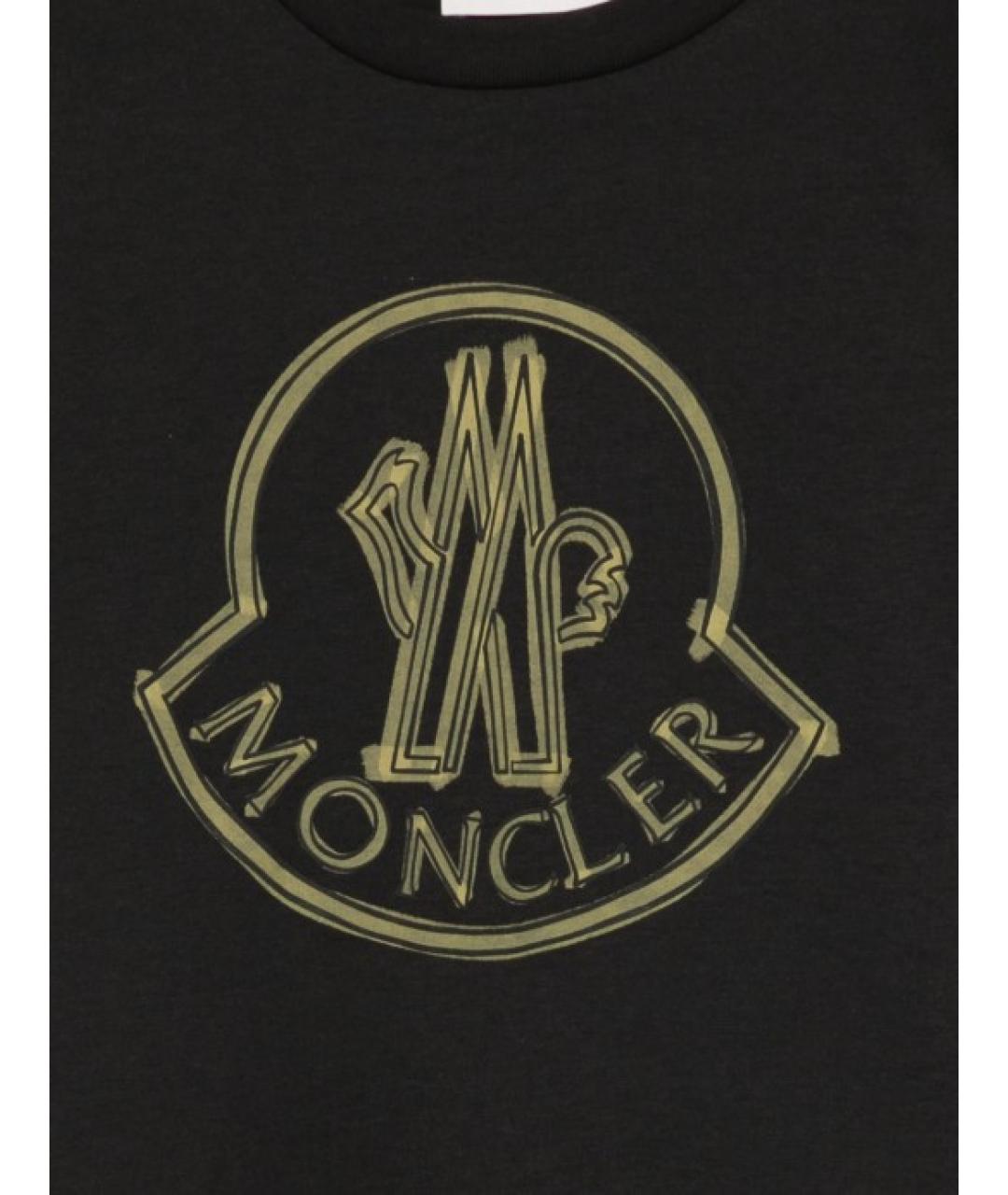 MONCLER KIDS Черная хлопковая детская футболка, фото 2