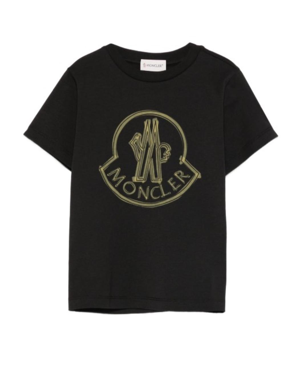 MONCLER KIDS Черная хлопковая детская футболка, фото 1