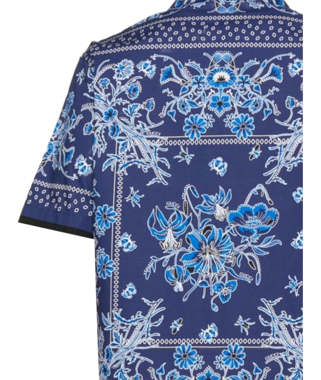 GUCCI Синяя хлопковая кэжуал рубашка, фото 3