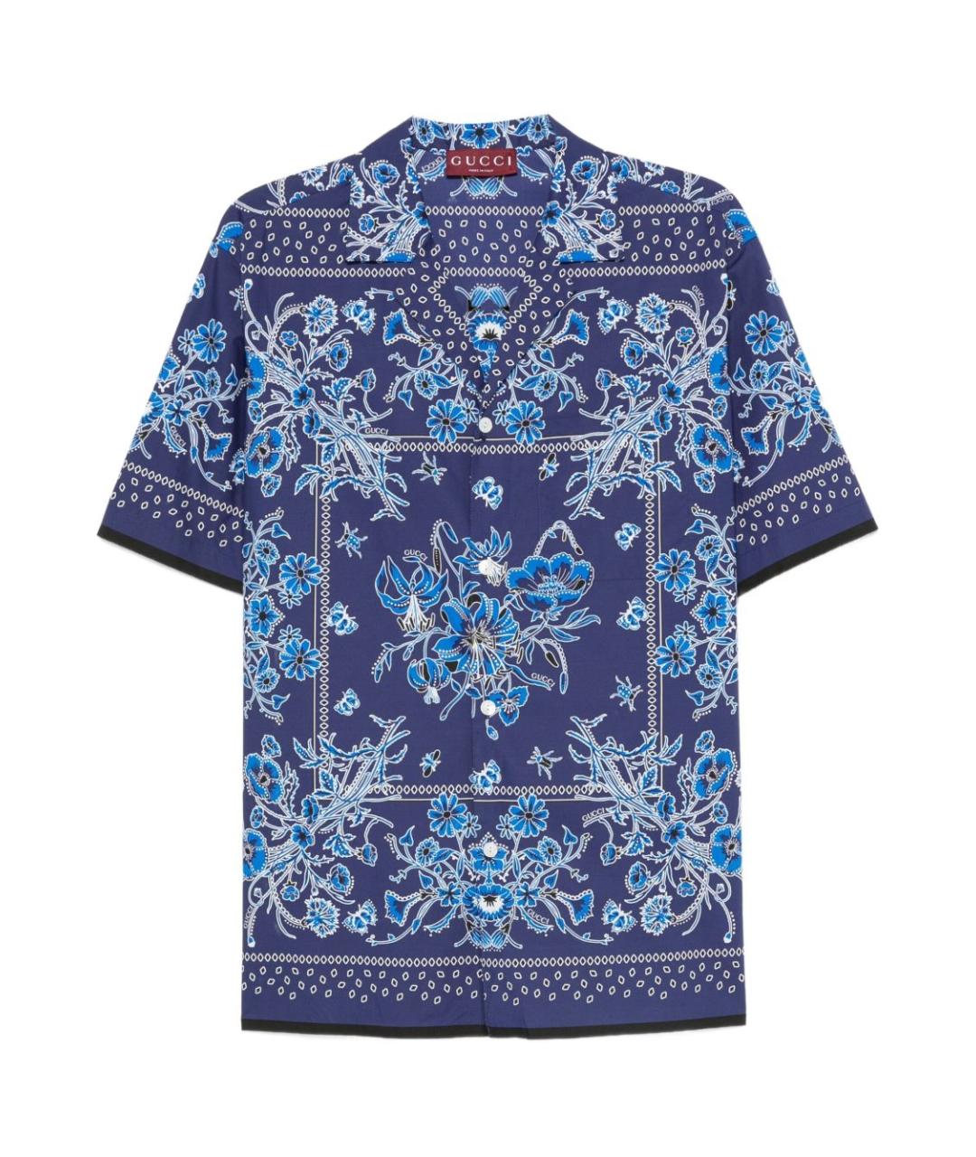 GUCCI Синяя хлопковая кэжуал рубашка, фото 1