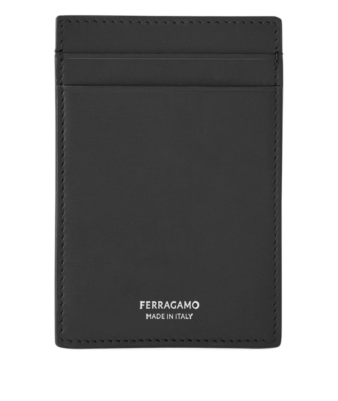 FERRAGAMO Черный кожаный кардхолдер, фото 1