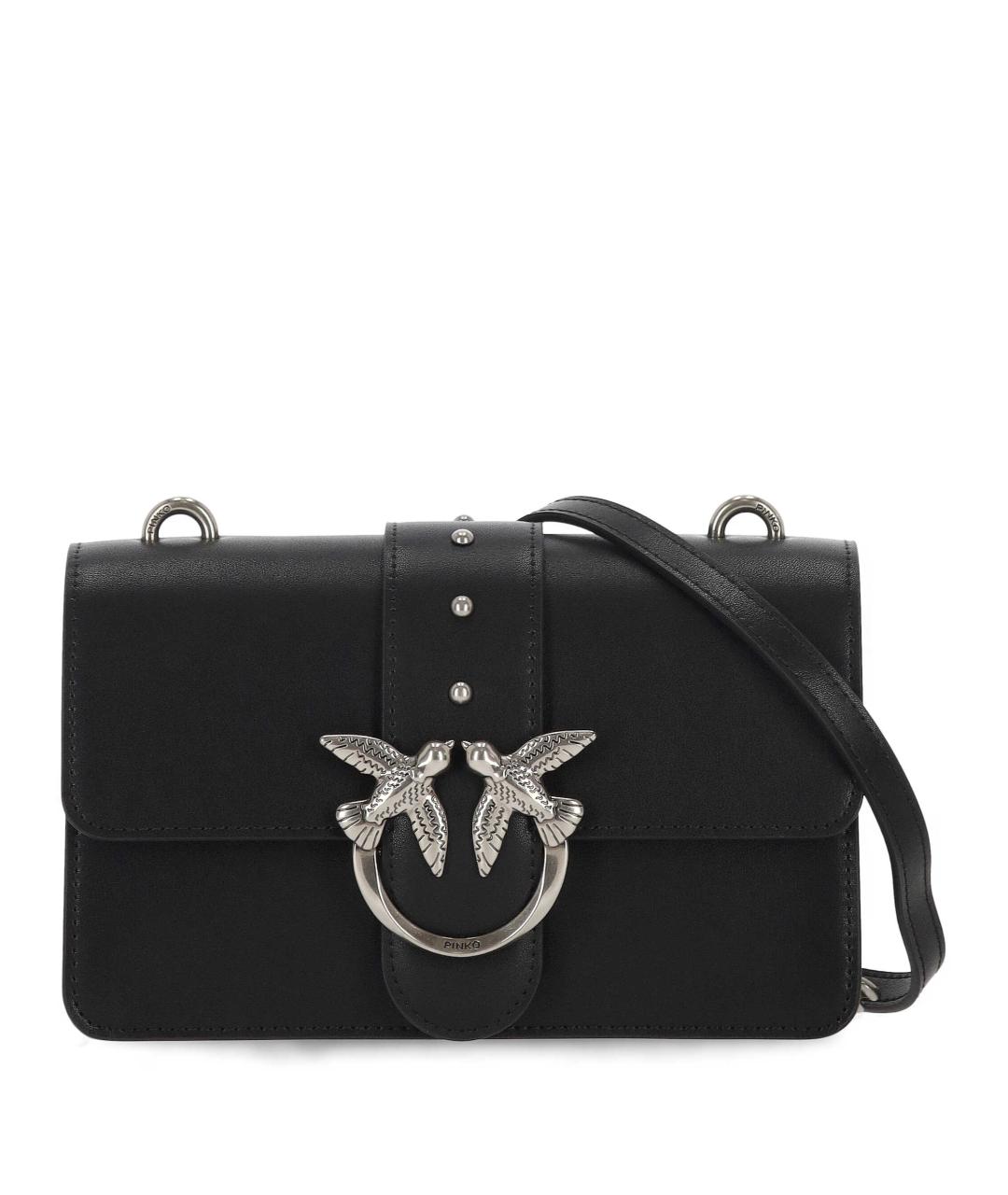 PINKO Черная кожаная сумка через плечо, фото 1