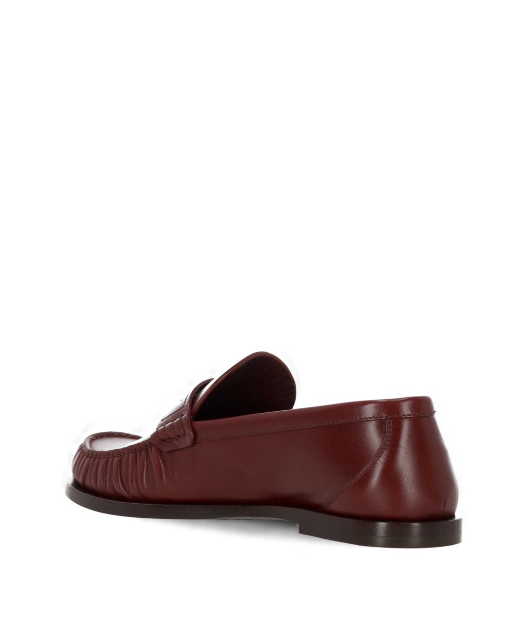 SAINT LAURENT Бордовые кожаные лоферы, фото 3