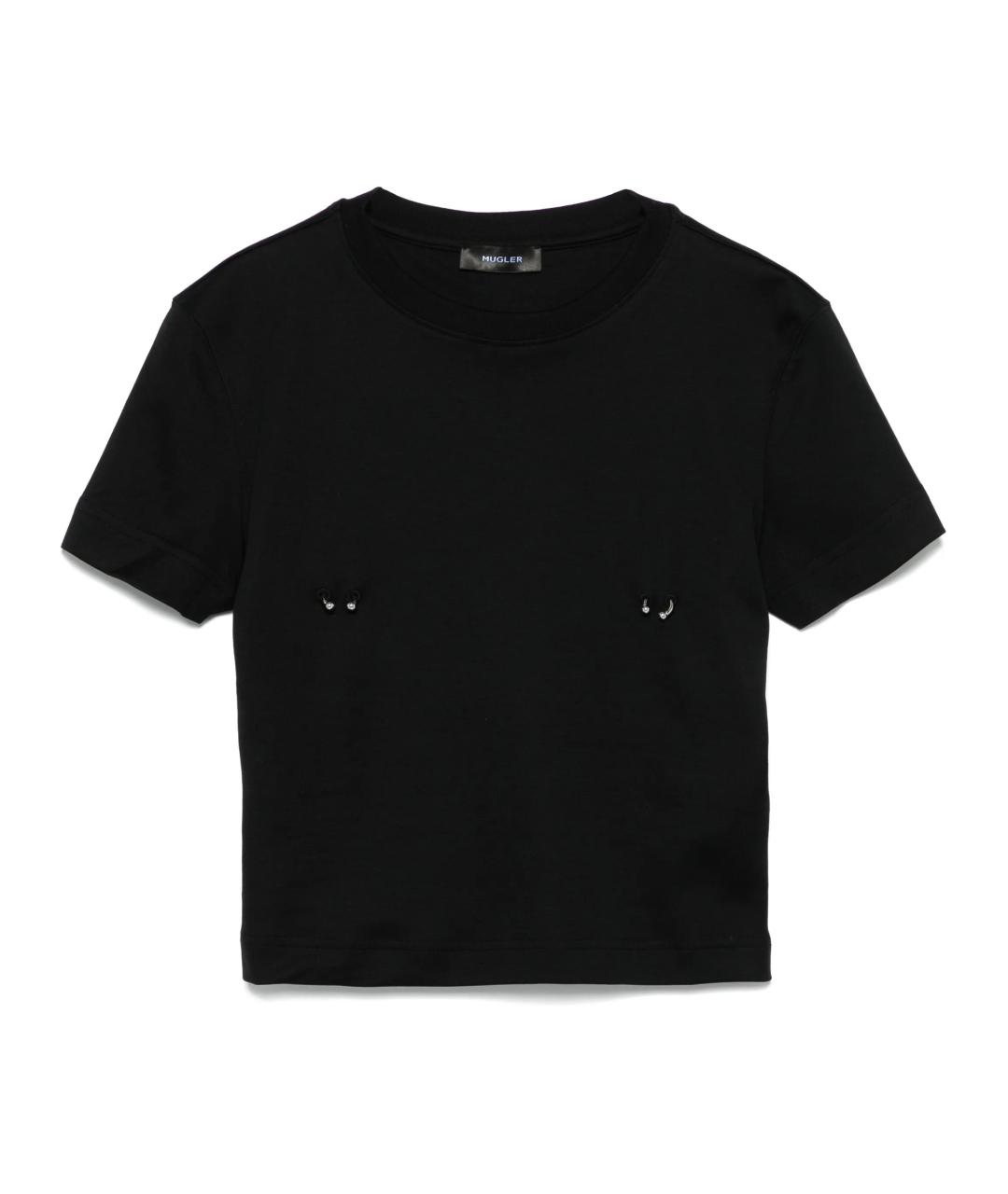 MUGLER Черная хлопковая футболка, фото 1