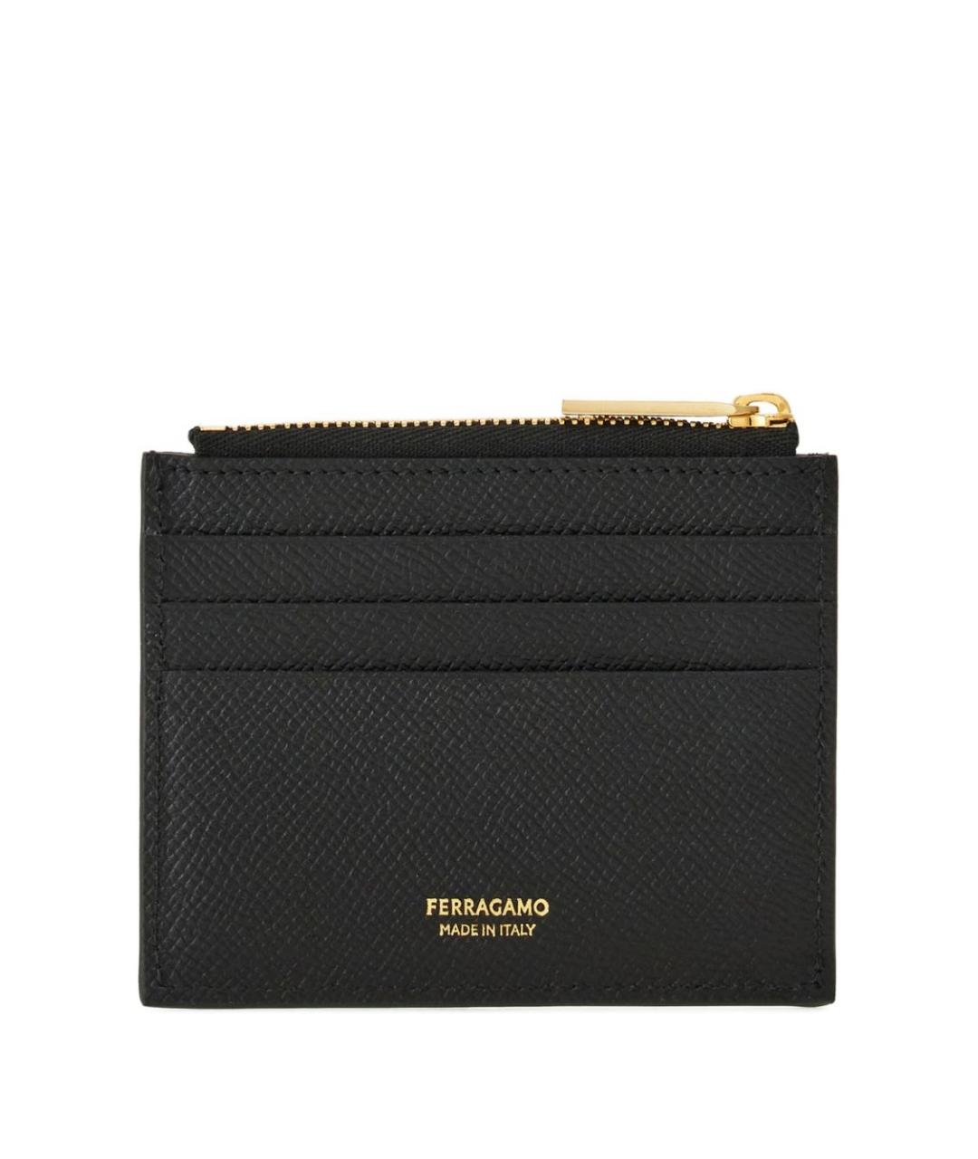 FERRAGAMO Черный кожаный кардхолдер, фото 3
