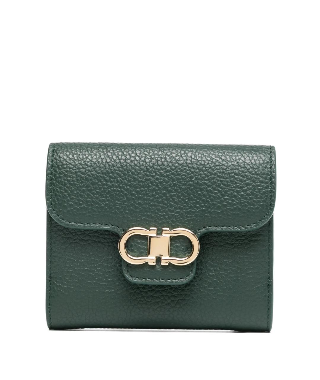 FERRAGAMO Зеленый кожаный кошелек, фото 1
