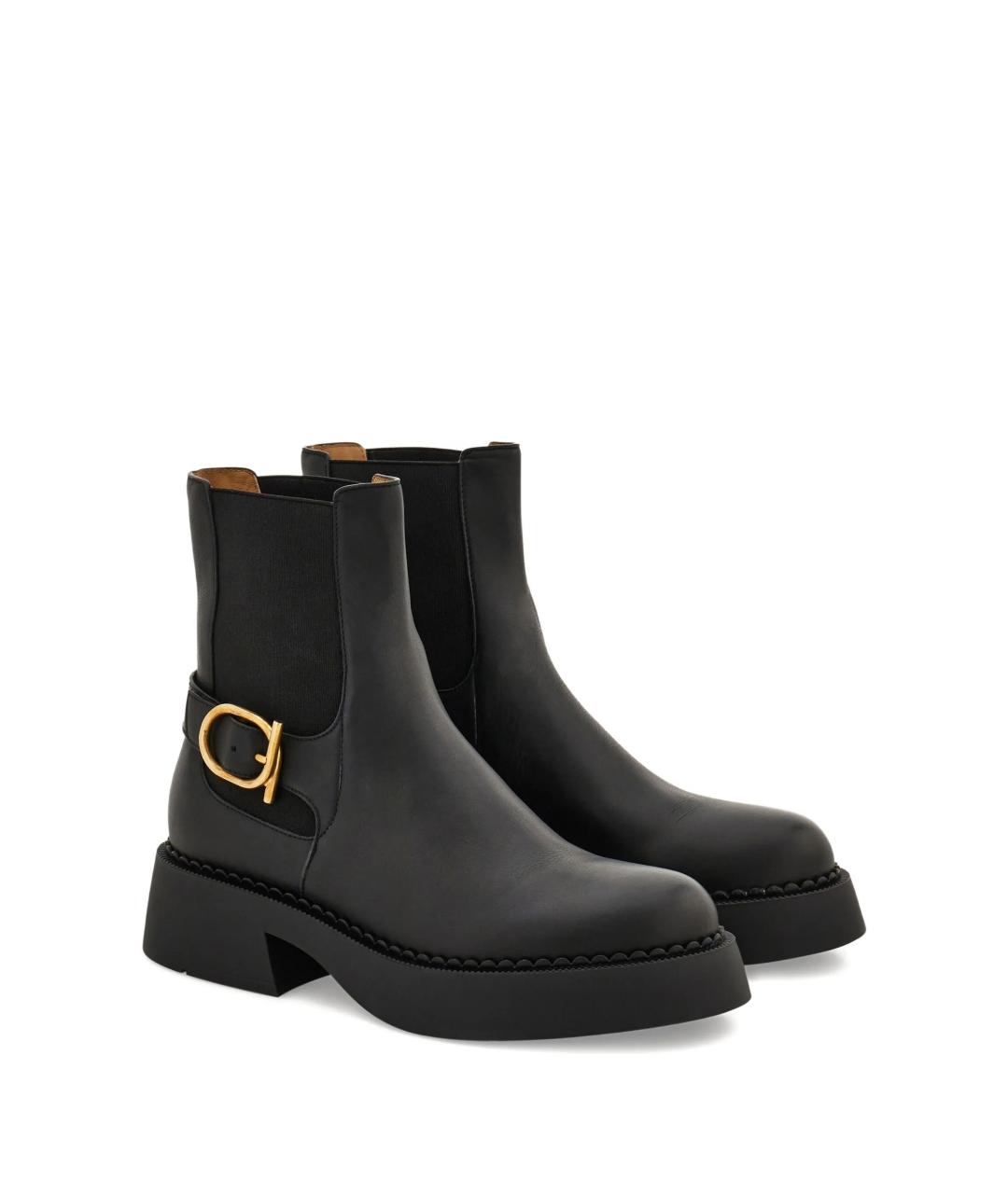 FERRAGAMO Черные кожаные ботинки, фото 2