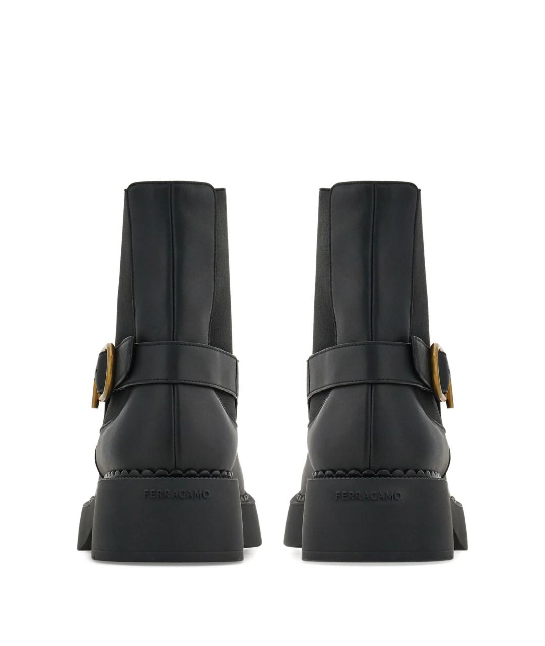 FERRAGAMO Черные кожаные ботинки, фото 4