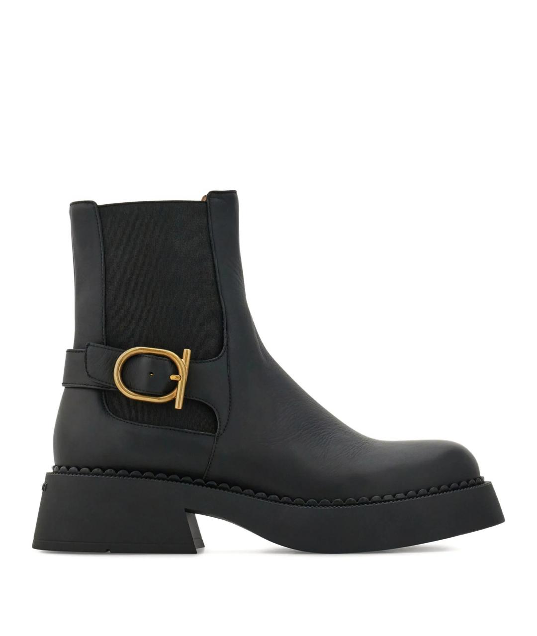 FERRAGAMO Черные кожаные ботинки, фото 1