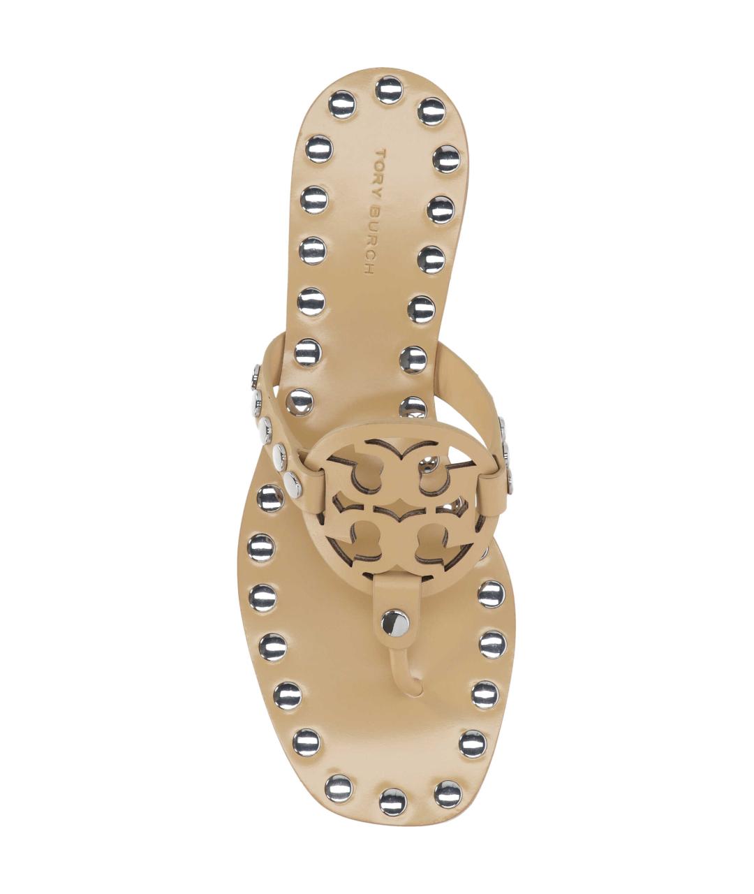 TORY BURCH Бежевые кожаные шлепанцы, фото 4