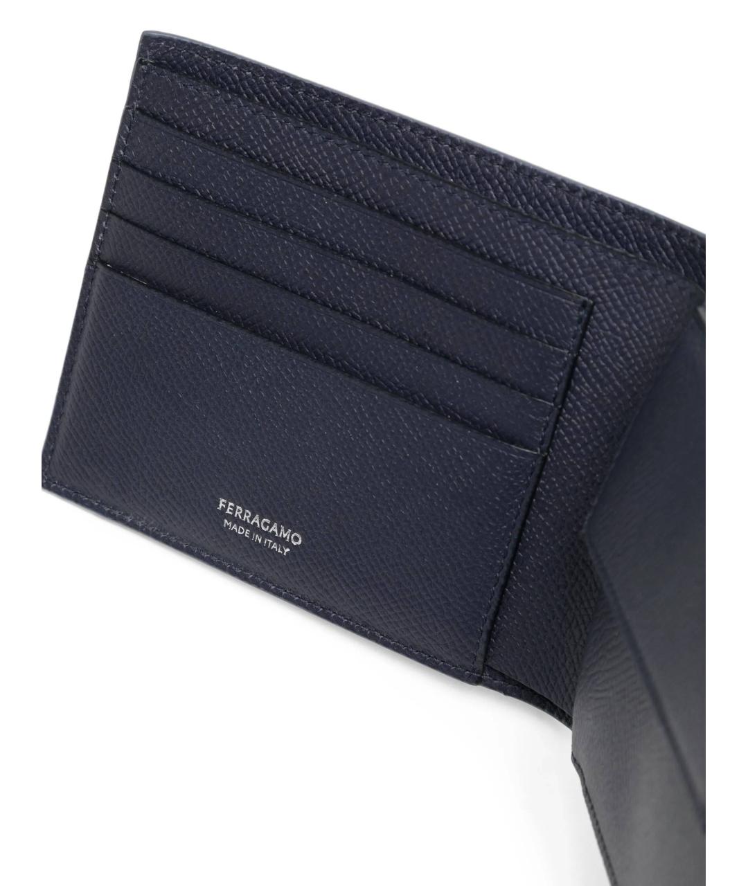 FERRAGAMO Синий кожаный кошелек, фото 3