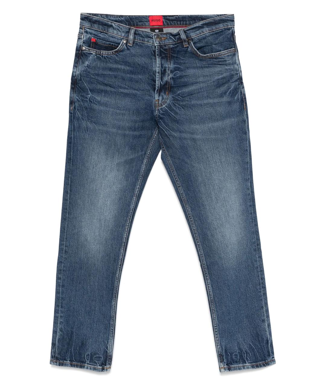 HUGO BOSS Синие хлопковые прямые джинсы, фото 1
