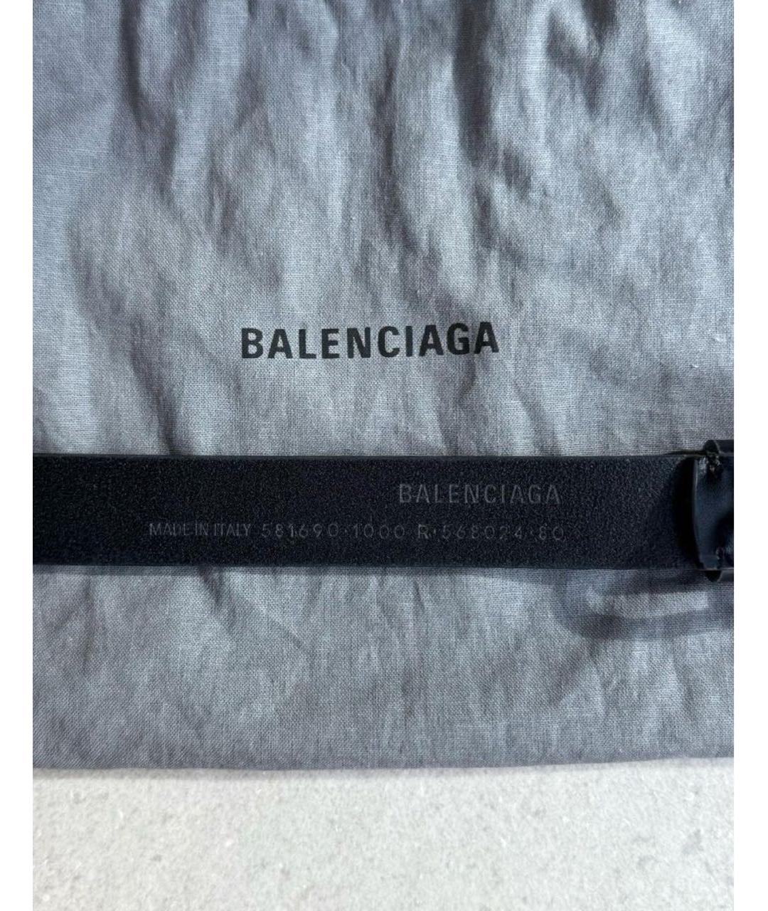 BALENCIAGA Черный кожаный ремень, фото 3