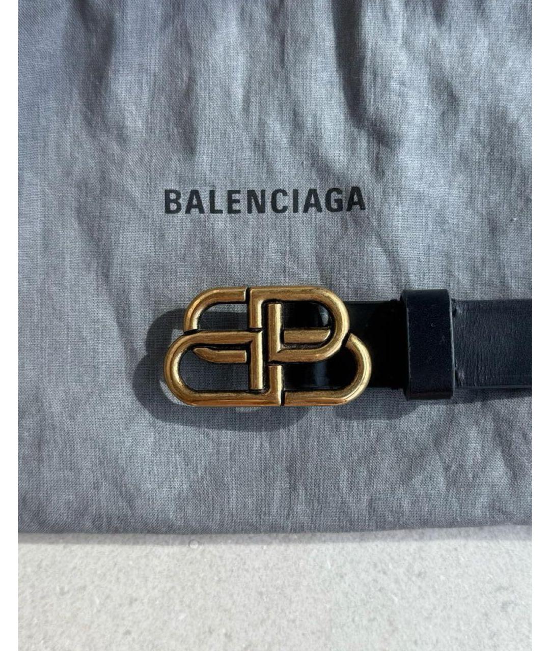 BALENCIAGA Черный кожаный ремень, фото 4