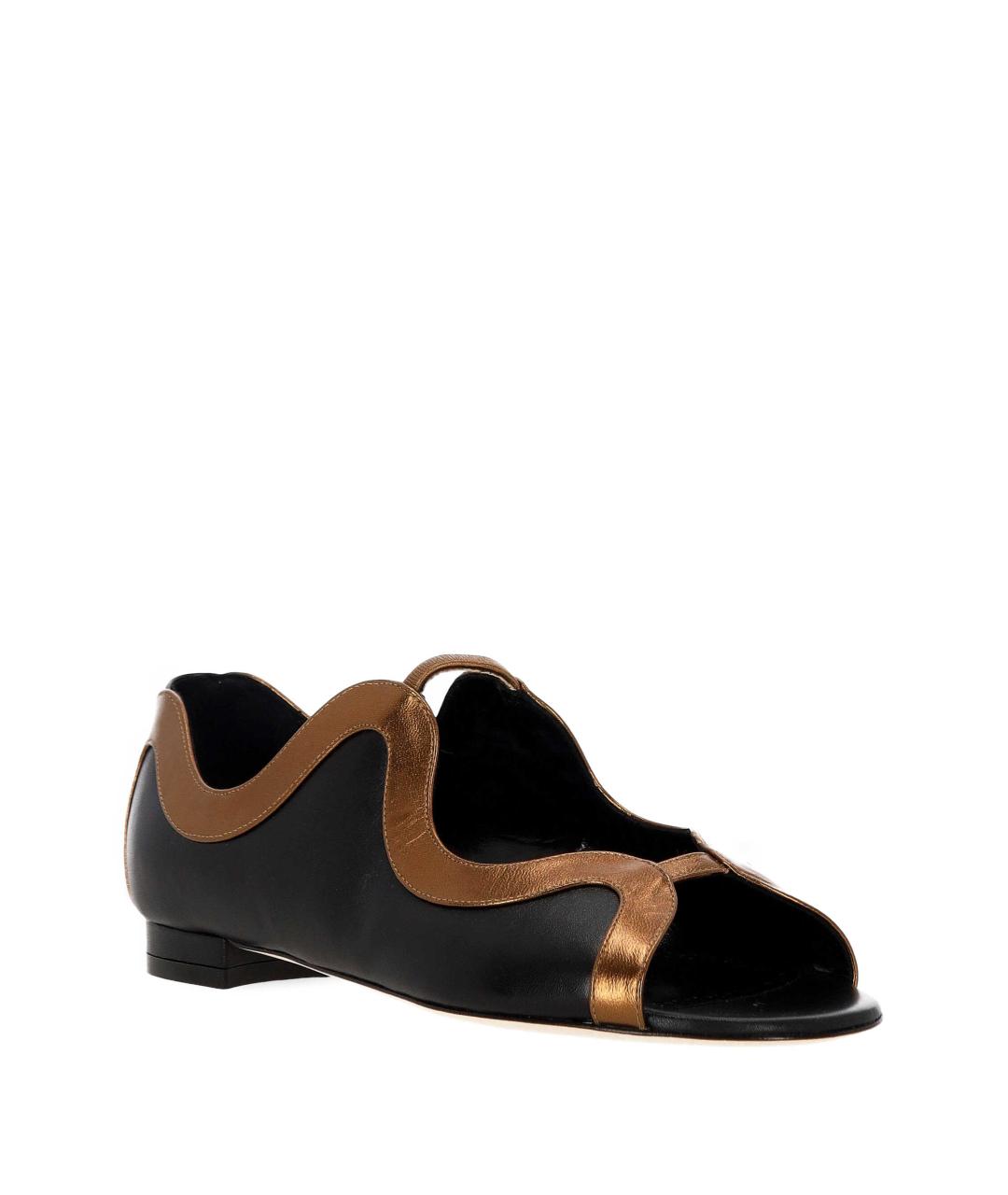 MANOLO BLAHNIK Черные кожаные балетки, фото 2