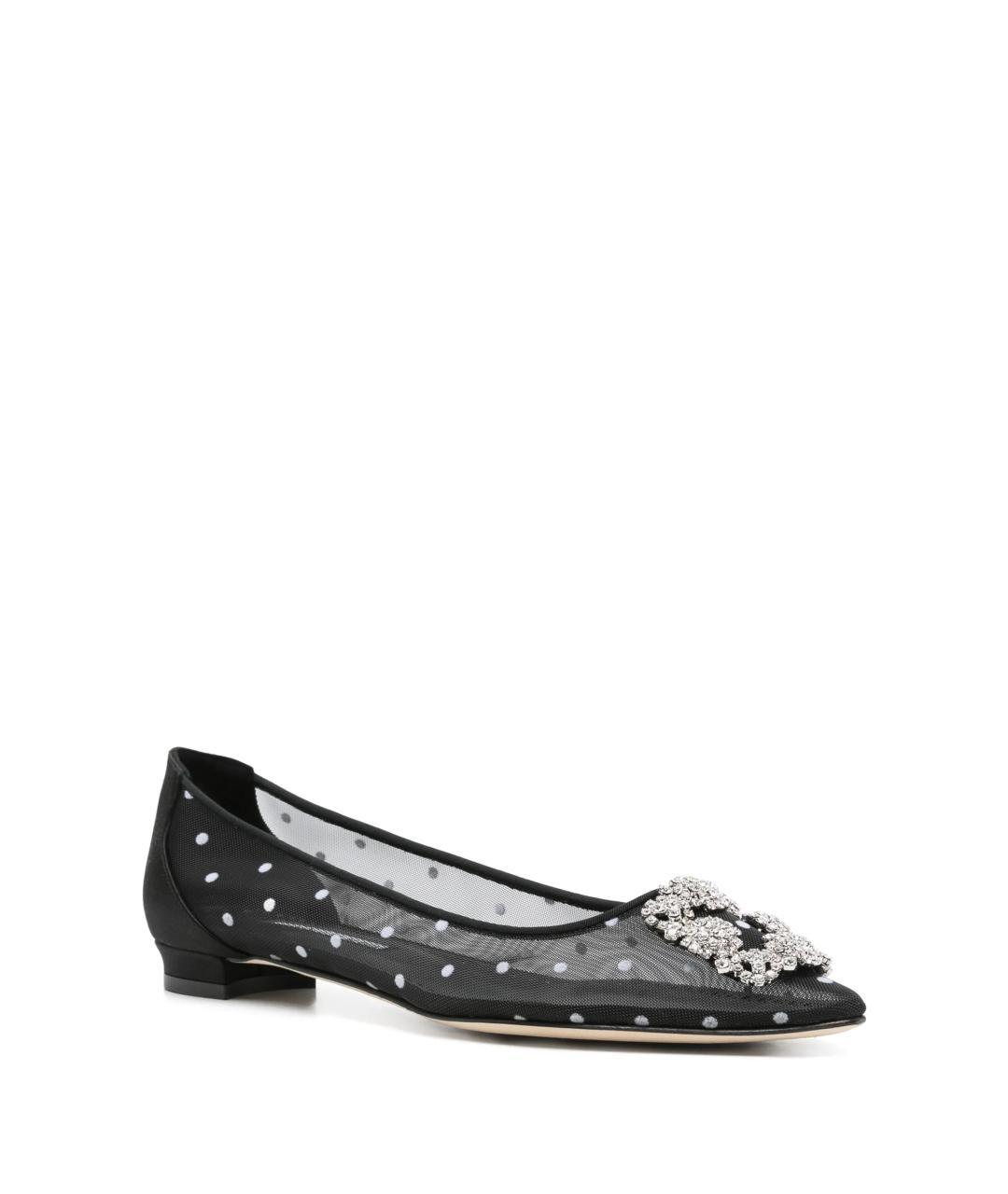 MANOLO BLAHNIK Черные текстильные балетки, фото 2