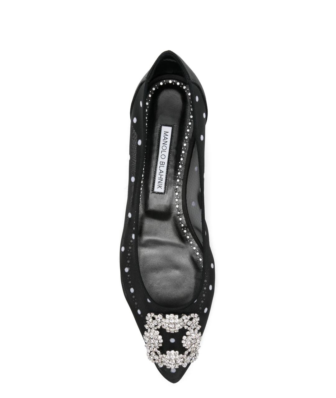 MANOLO BLAHNIK Черные текстильные балетки, фото 4