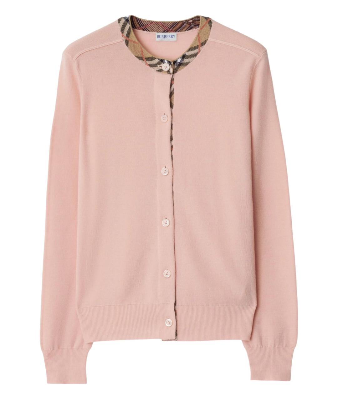 BURBERRY Розовый шерстяной кардиган, фото 1