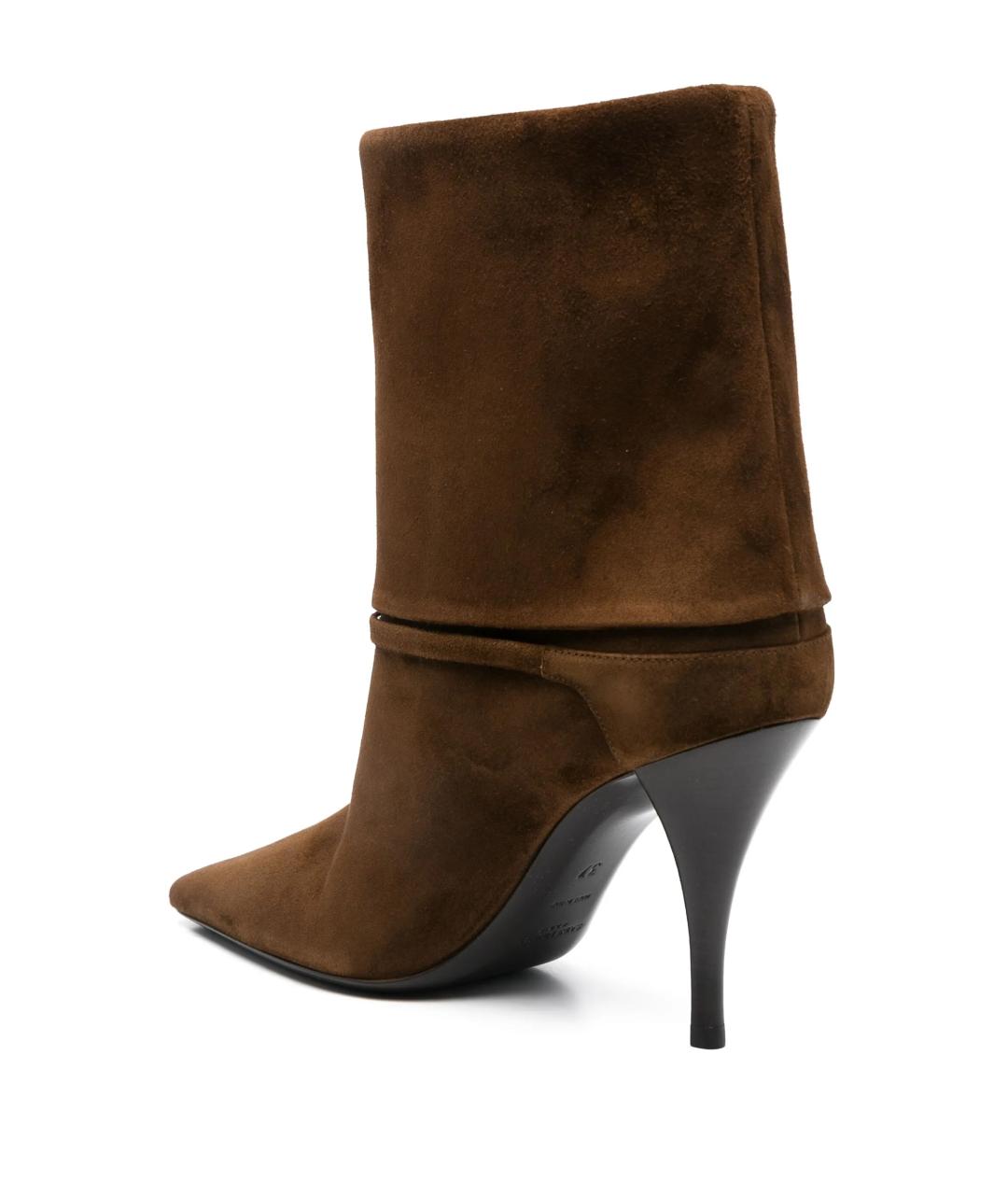 SAINT LAURENT Коричневые замшевые сапоги, фото 3