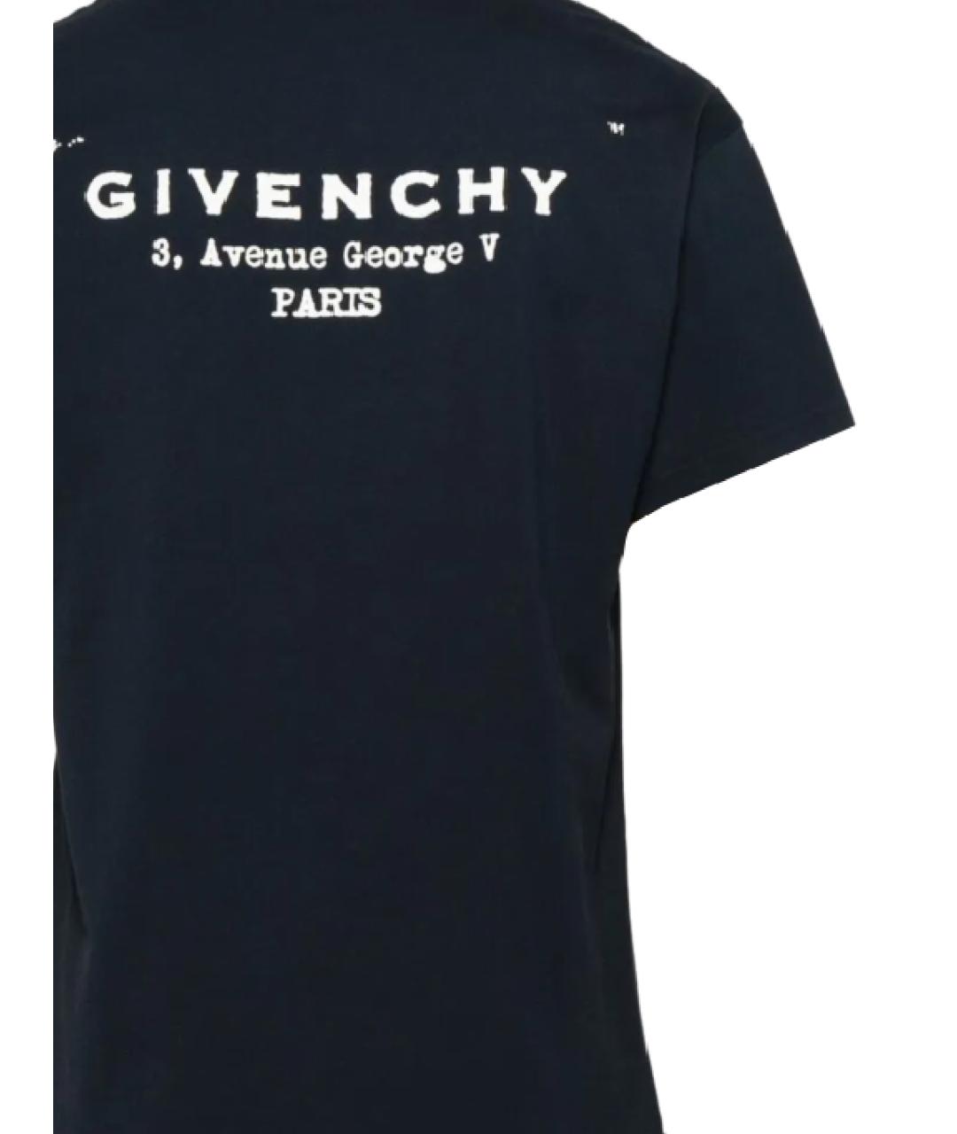 GIVENCHY Темно-синяя хлопковая футболка, фото 2