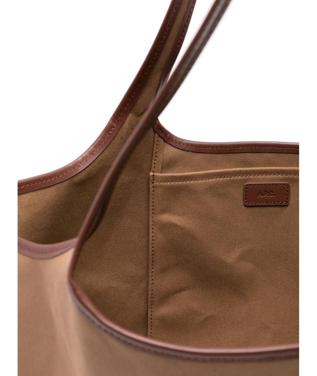 A.P.C. Коричневая хлопковая сумка тоут, фото 4