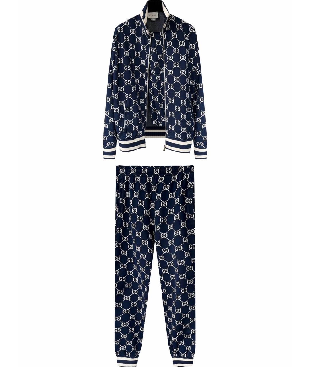 GUCCI Темно-синий хлопковый спортивный костюм, фото 1