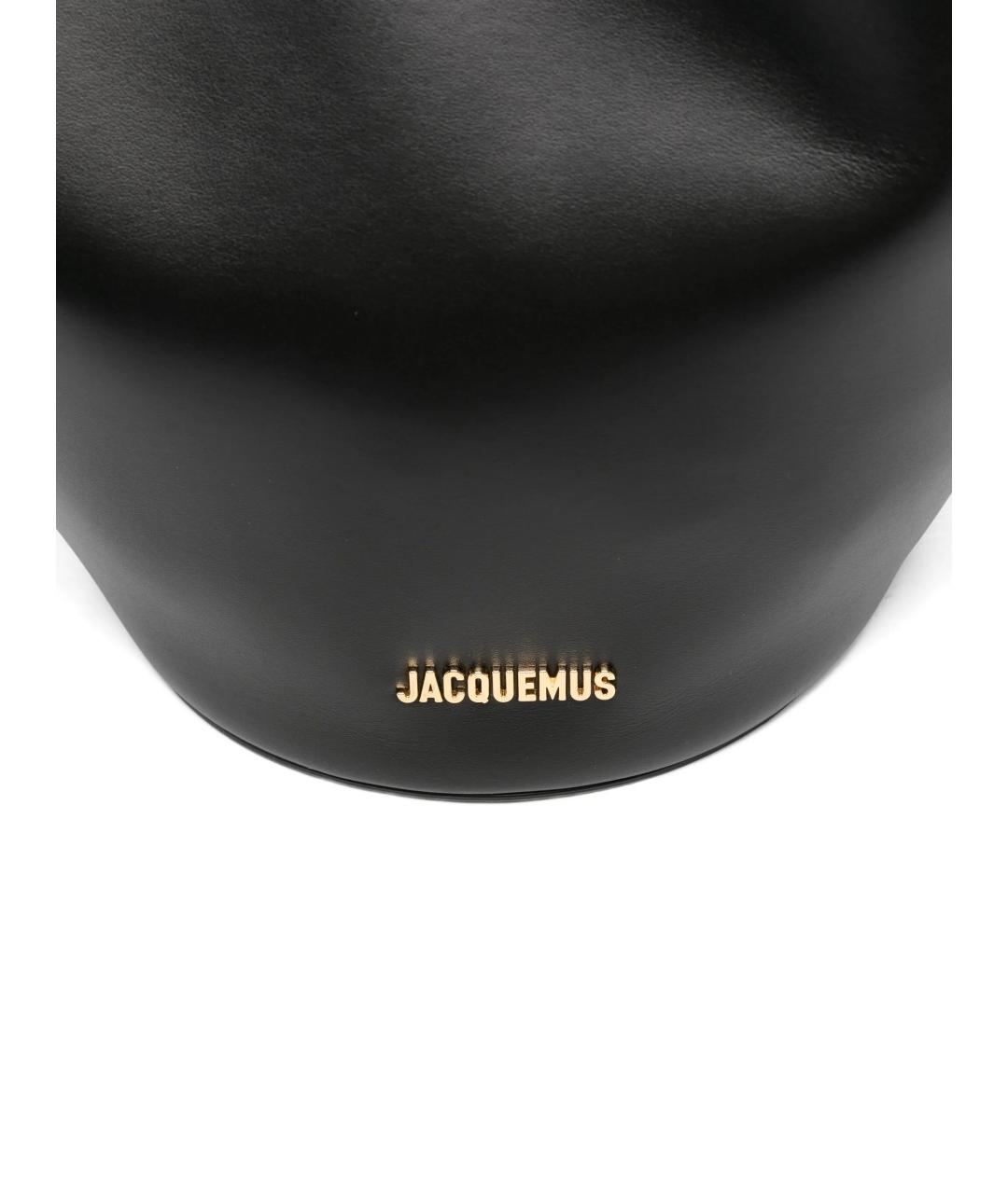 JACQUEMUS Черная кожаная сумка тоут, фото 4