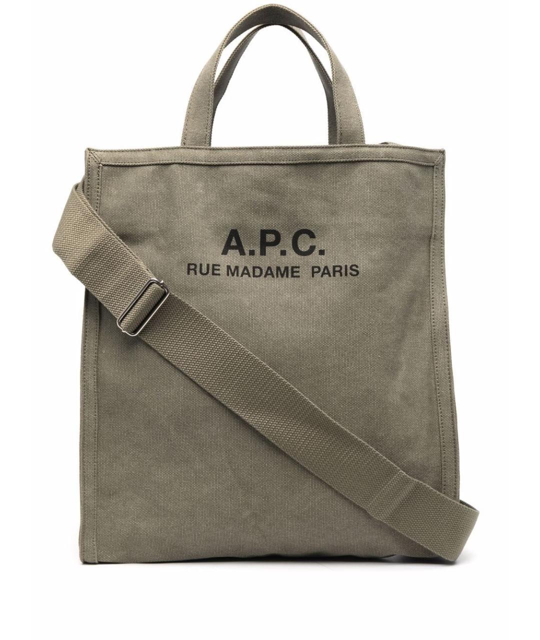 A.P.C. Антрацитовая хлопковая сумка тоут, фото 1