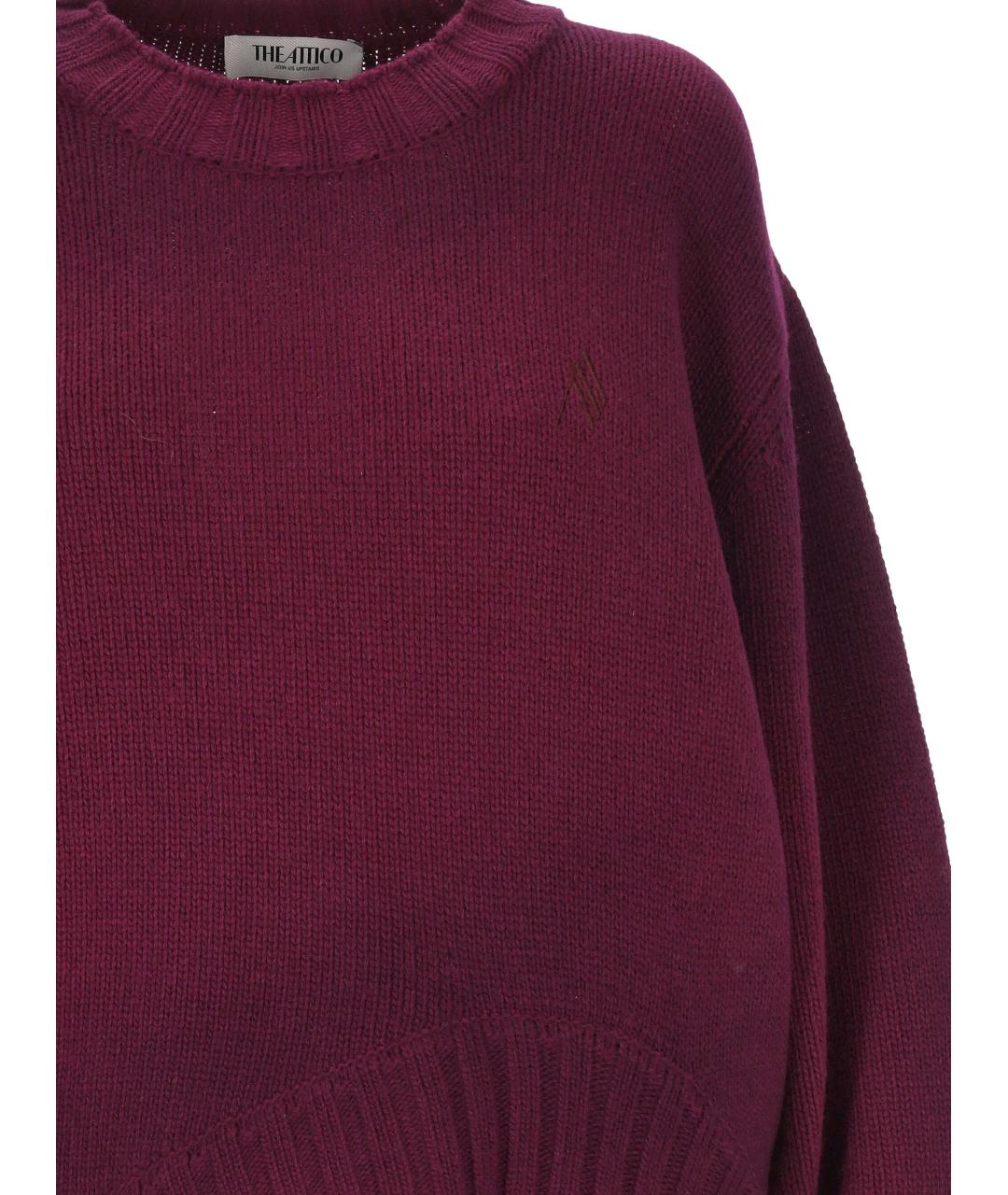 THE ATTICO Бордовый шерстяной джемпер / свитер, фото 2