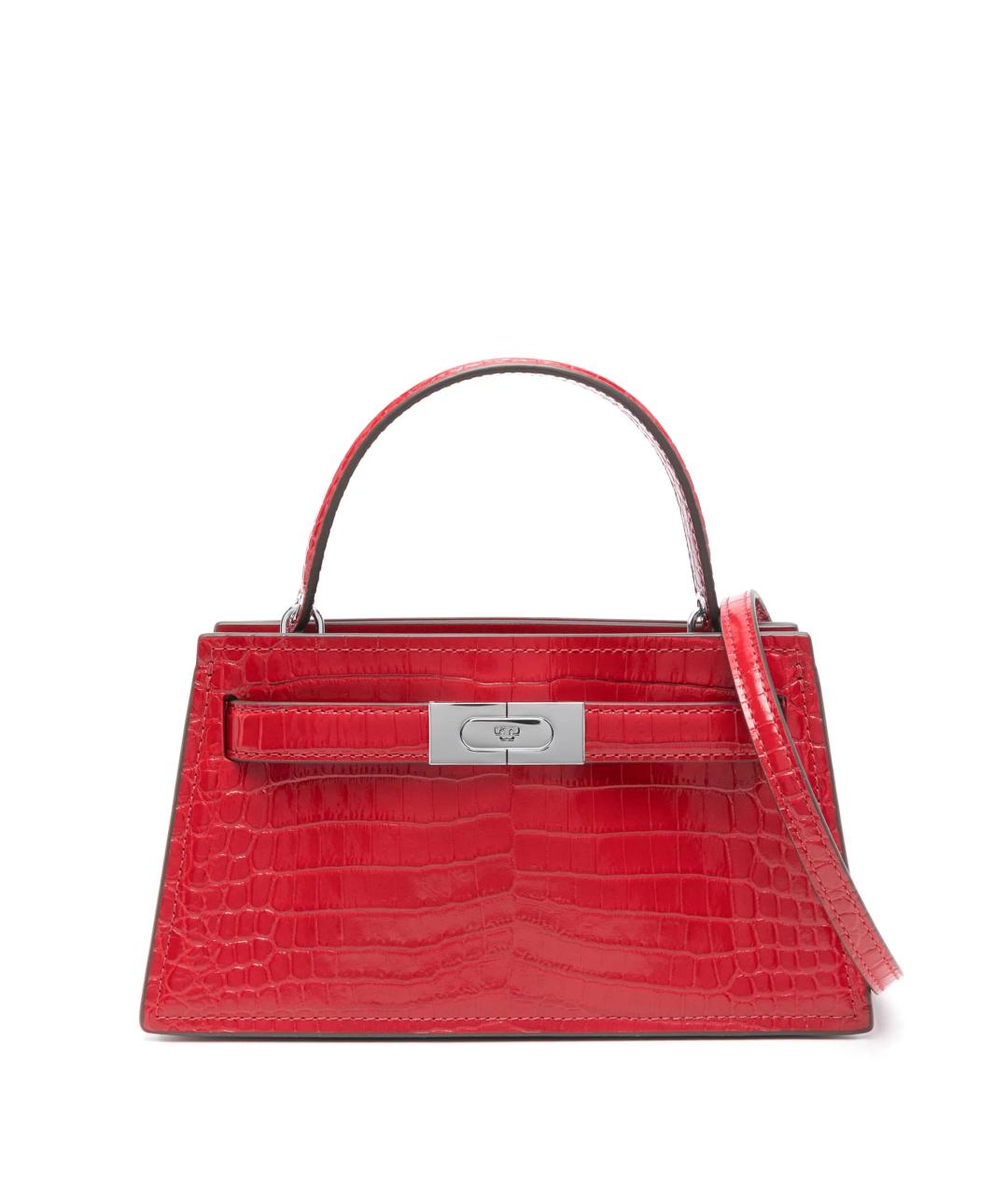 TORY BURCH Красная кожаная сумка с короткими ручками, фото 1