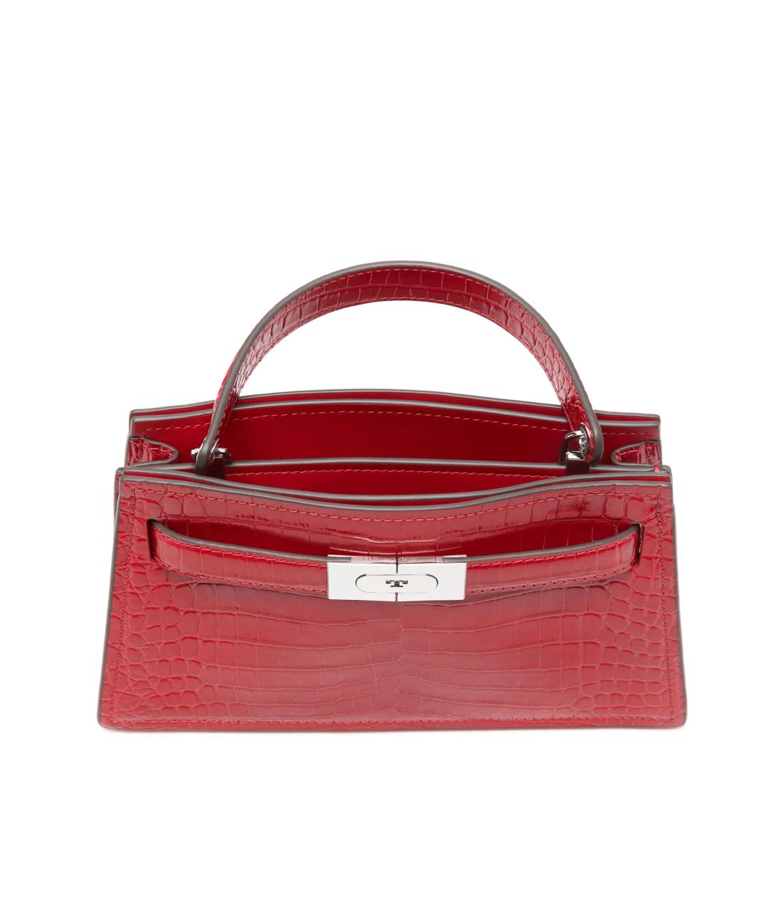 TORY BURCH Красная кожаная сумка с короткими ручками, фото 4