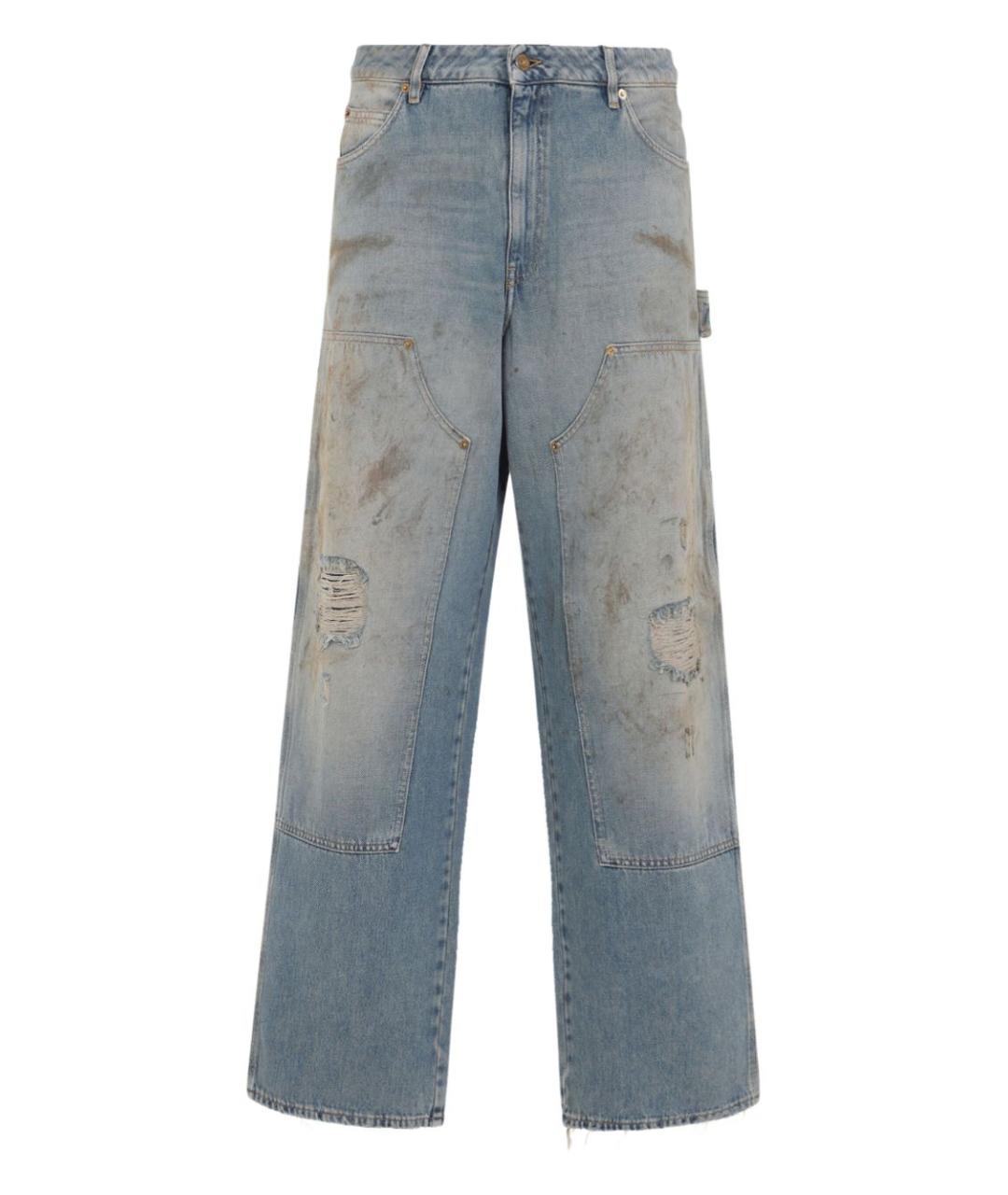 GOLDEN GOOSE DELUXE BRAND Голубые хлопковые прямые джинсы, фото 1