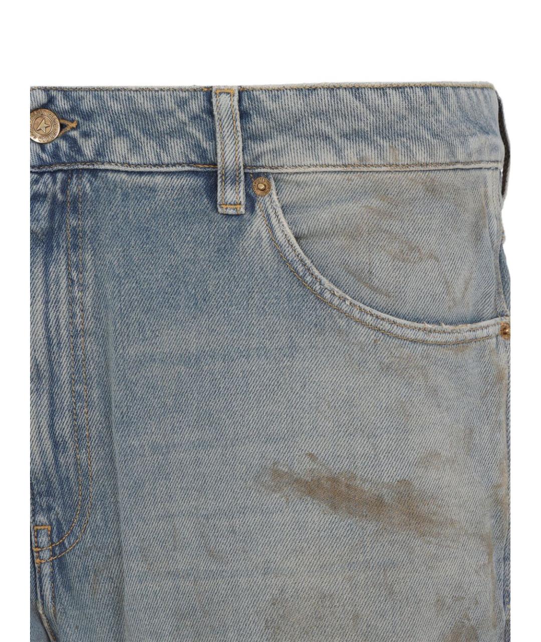 GOLDEN GOOSE DELUXE BRAND Голубые хлопковые прямые джинсы, фото 2