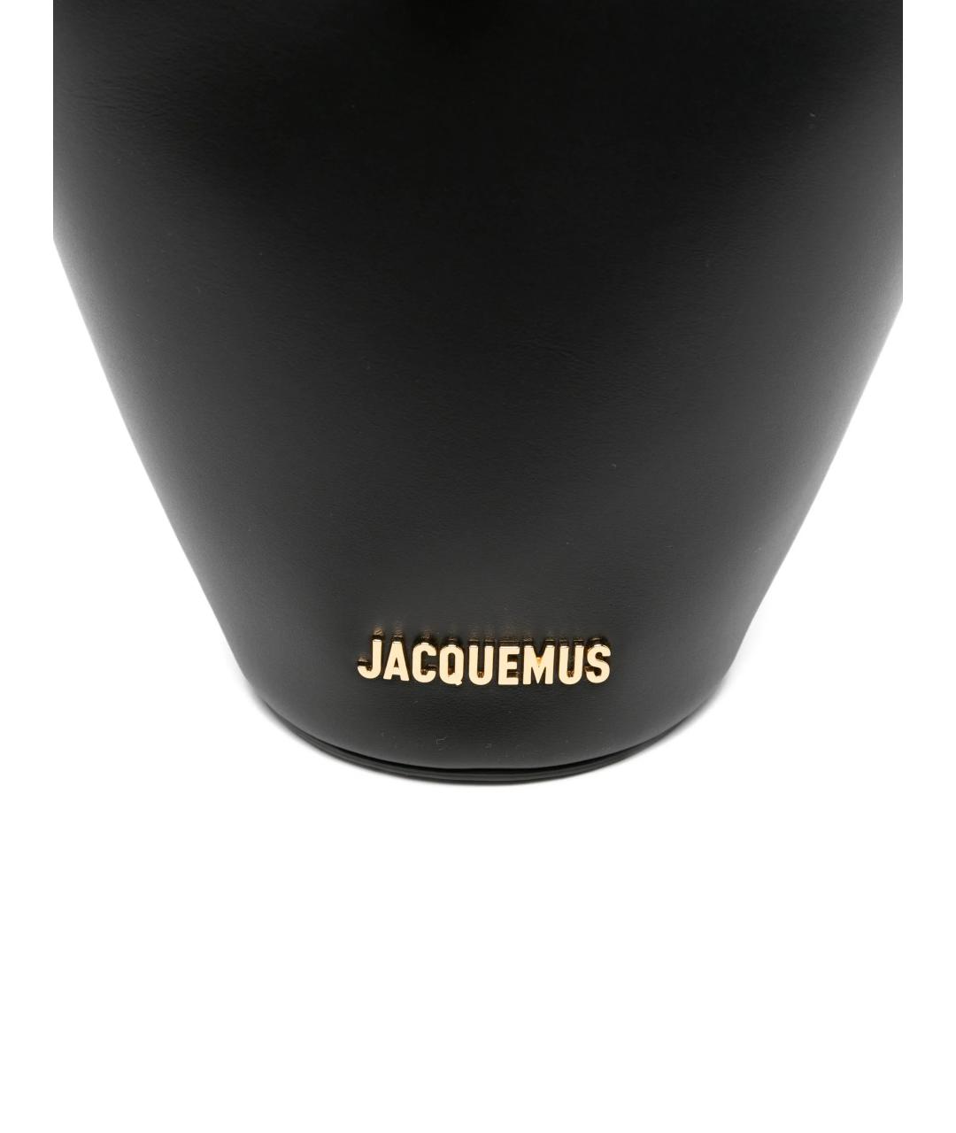 JACQUEMUS Черная кожаная сумка тоут, фото 4