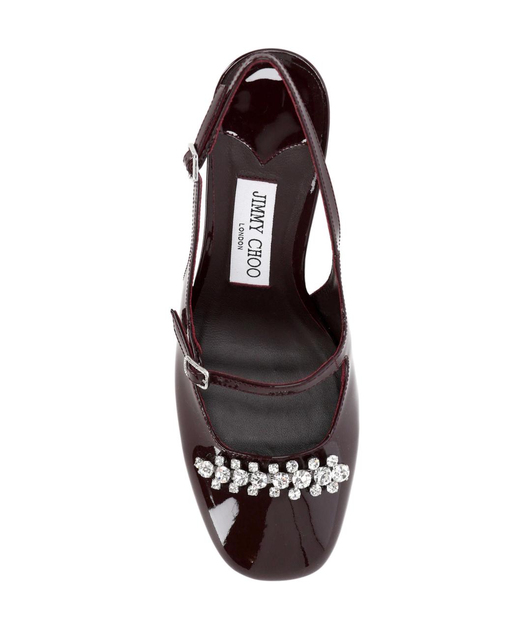 JIMMY CHOO Бордовые кожаные босоножки, фото 4