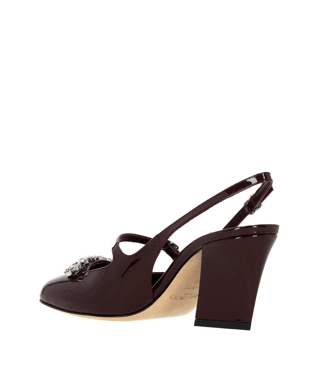 JIMMY CHOO Бордовые кожаные босоножки, фото 3
