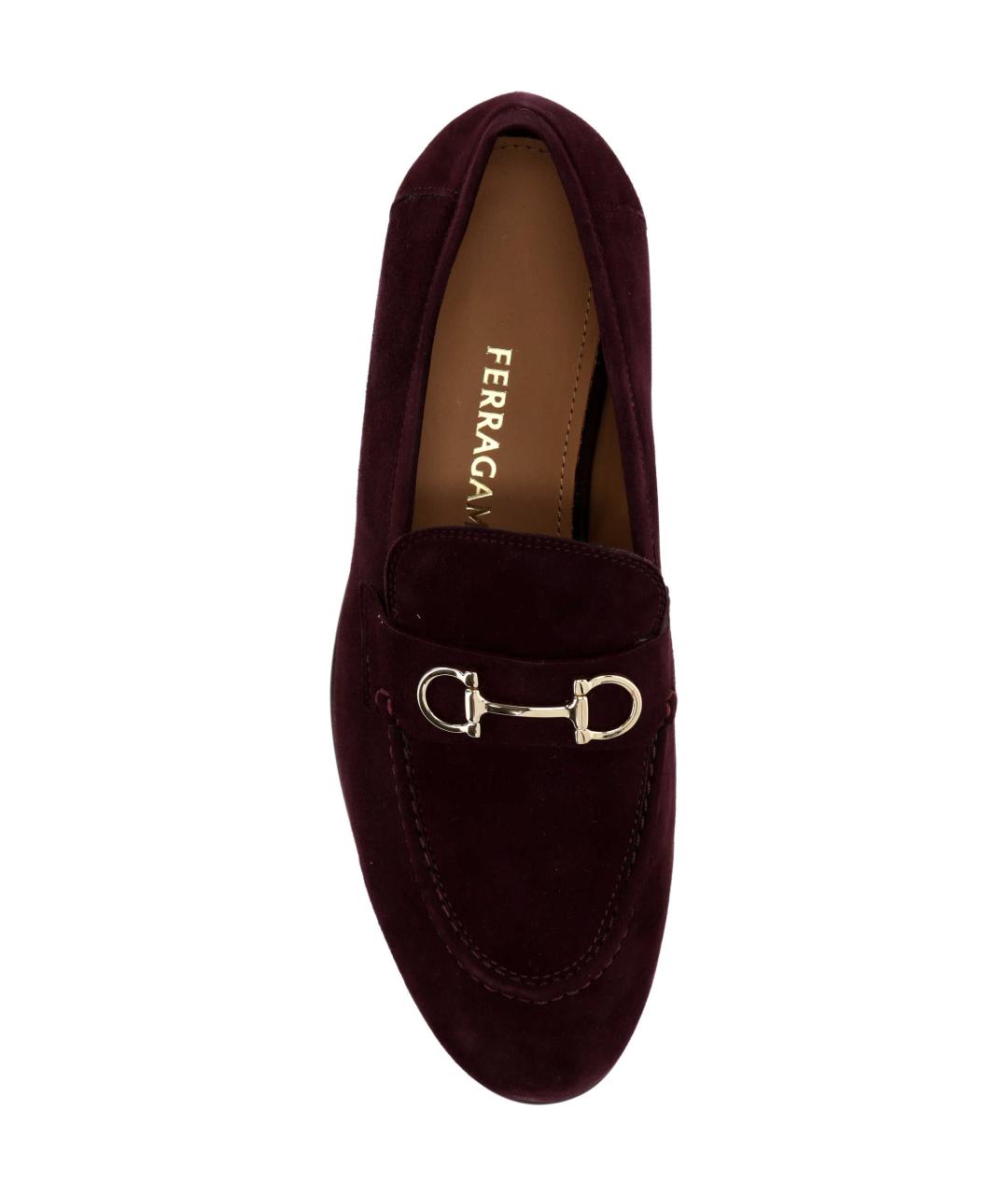 FERRAGAMO Бордовые замшевые лоферы, фото 4