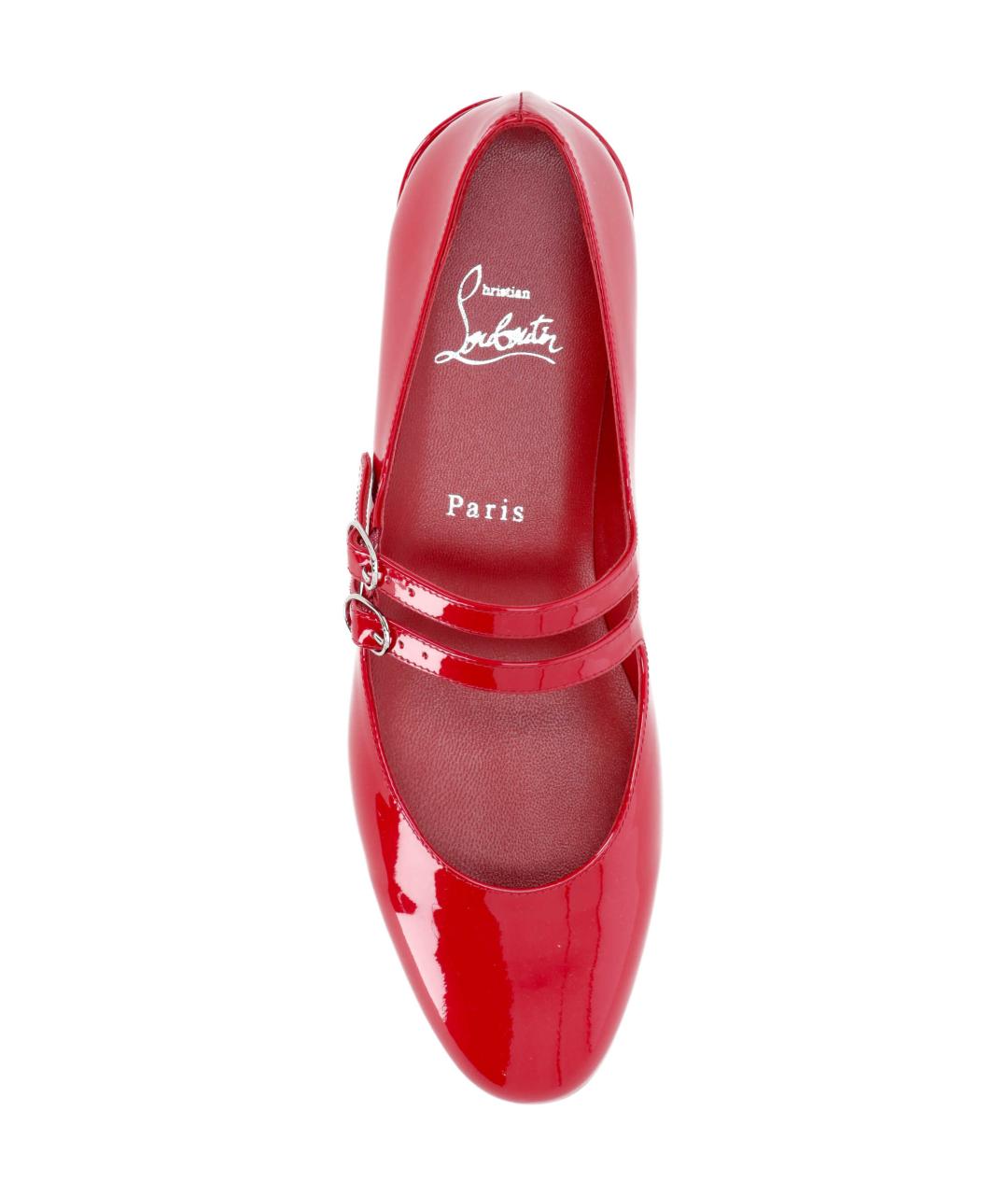 CHRISTIAN LOUBOUTIN Красные балетки из лакированной кожи, фото 4
