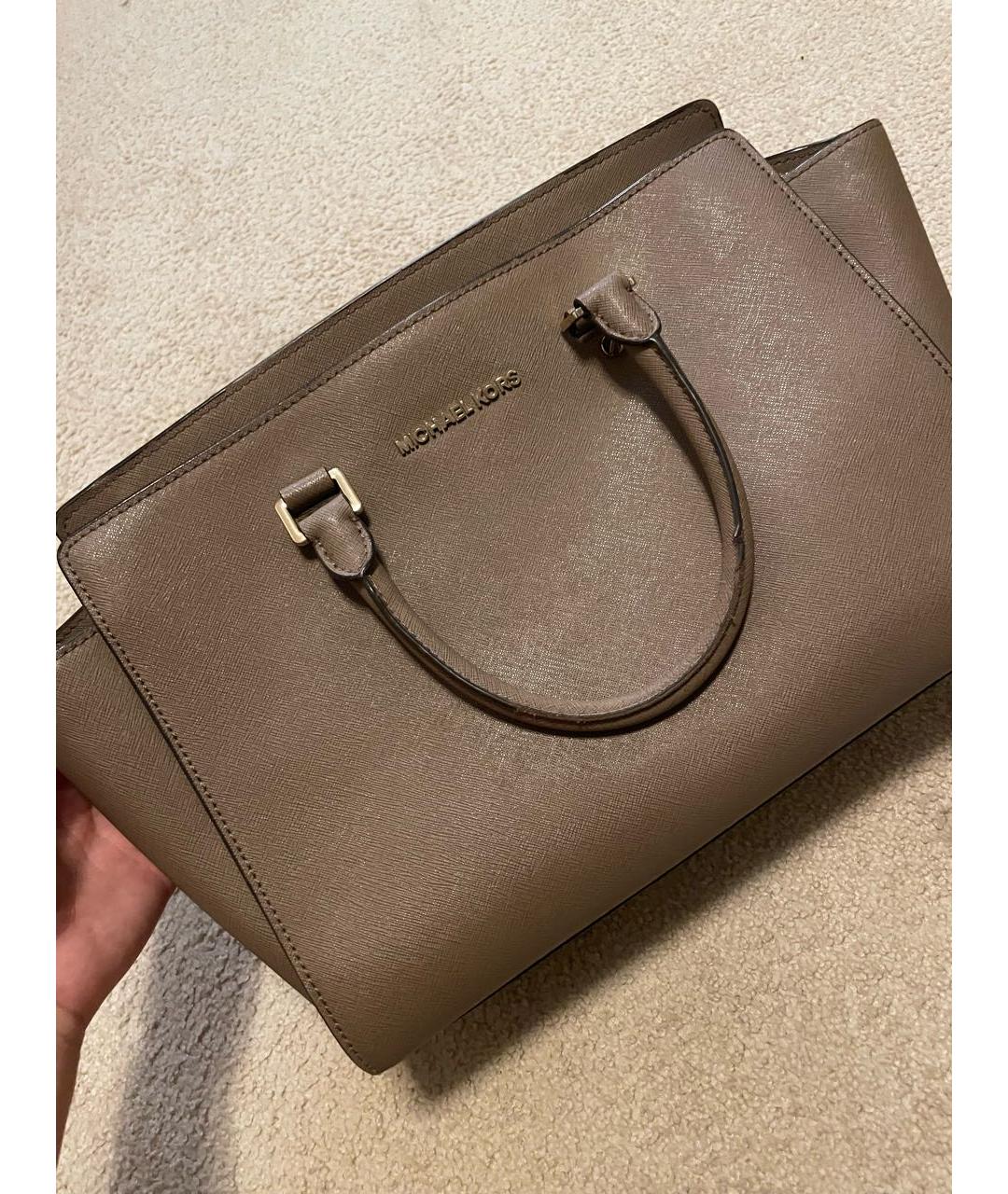 MICHAEL KORS Серая кожаная сумка тоут, фото 7