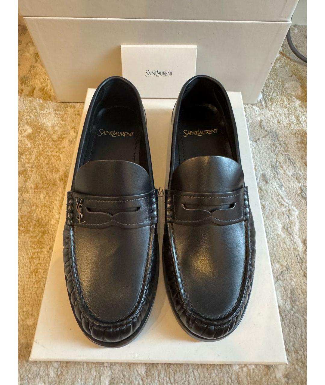 SAINT LAURENT Черные кожаные лоферы, фото 2