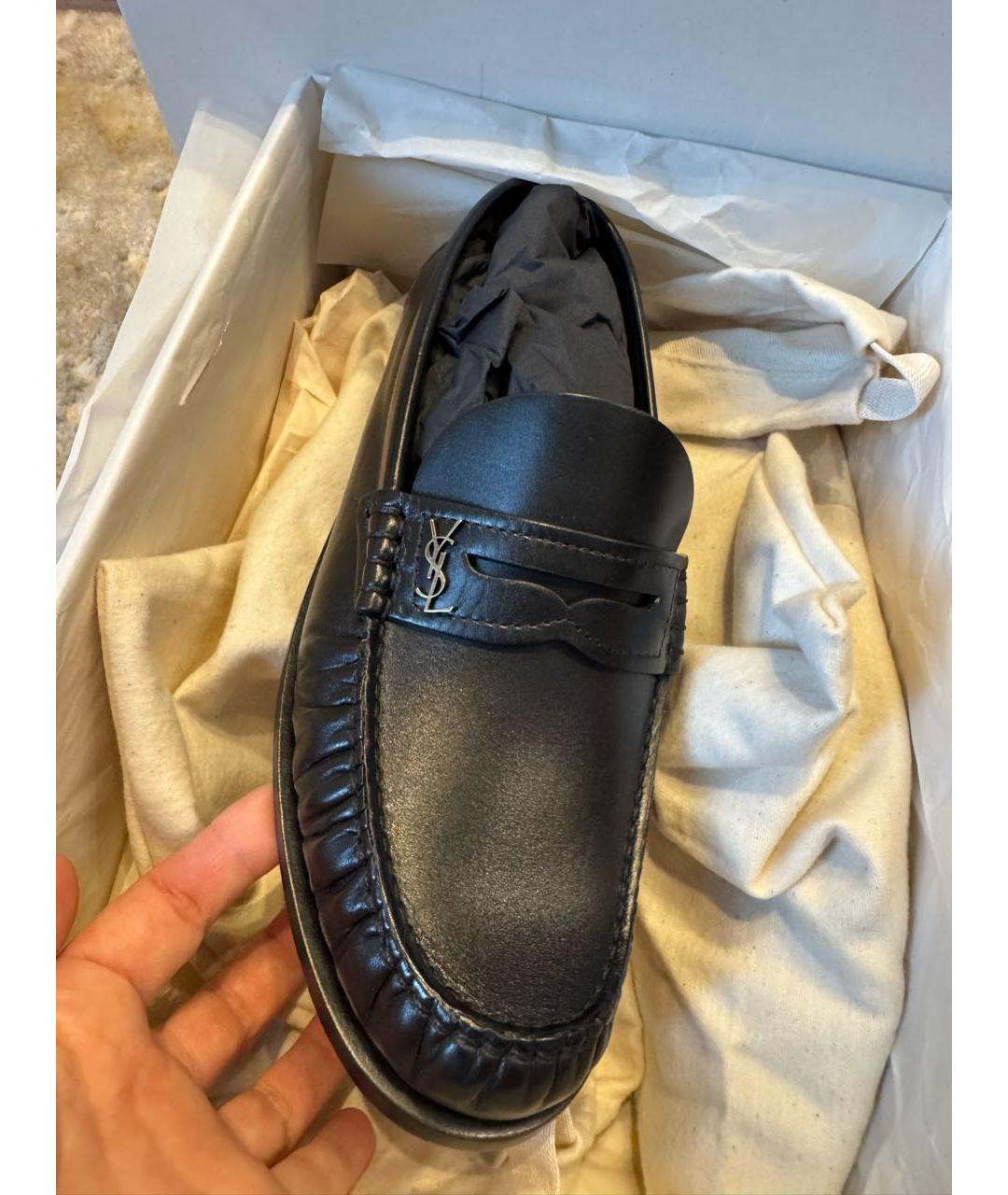 SAINT LAURENT Черные кожаные лоферы, фото 3