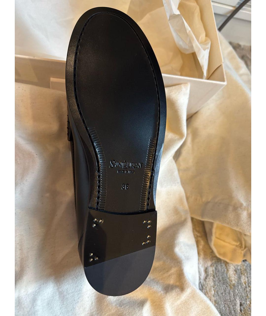 SAINT LAURENT Черные кожаные лоферы, фото 5