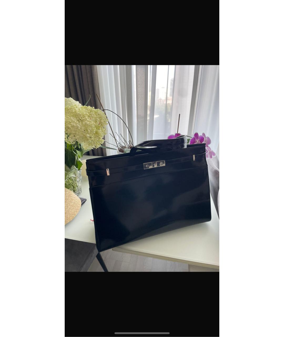 SAINT LAURENT Черная кожаная сумка тоут, фото 7