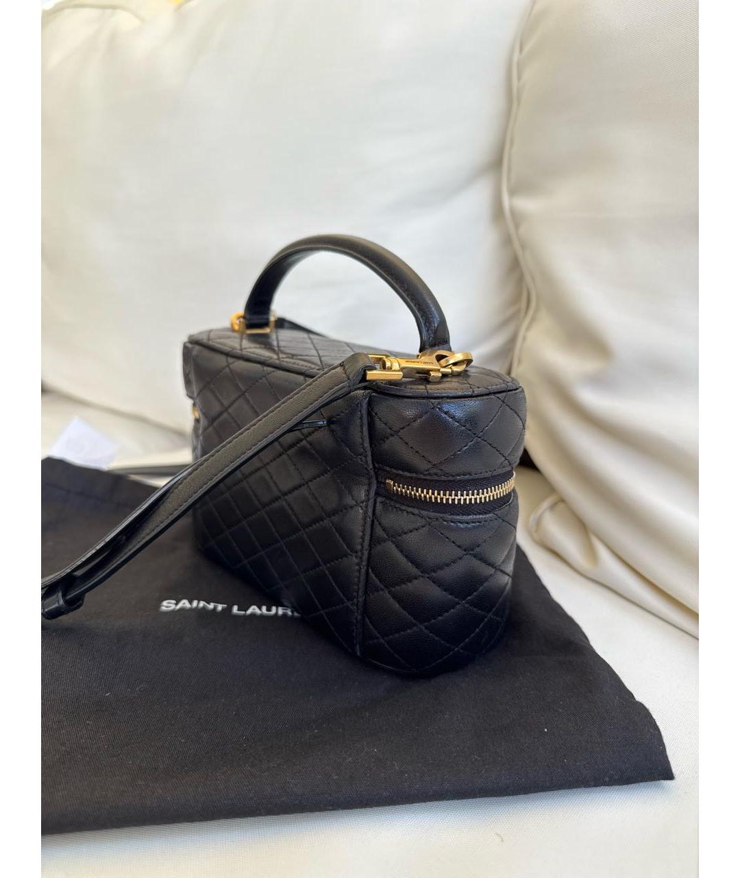 SAINT LAURENT Черная кожаная сумка через плечо, фото 2