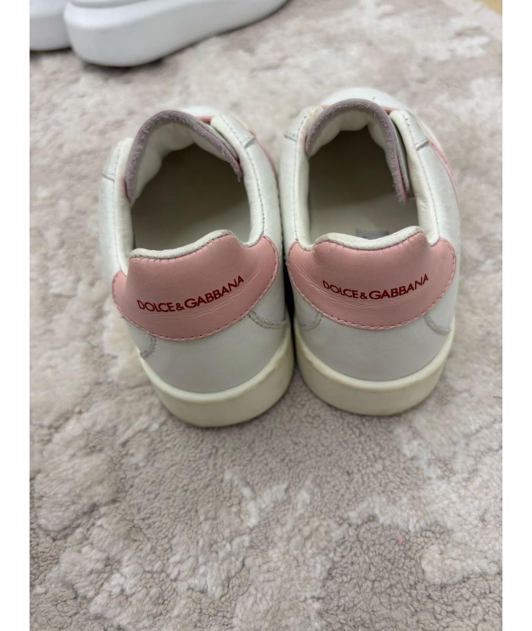 DOLCE & GABBANA KIDS Белые кожаные кеды, фото 4