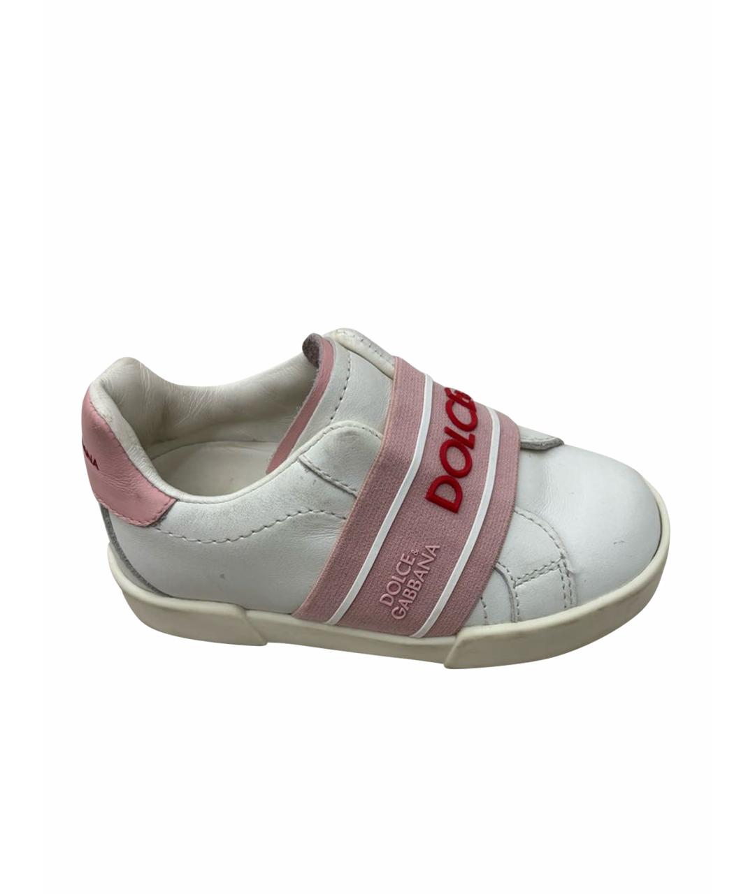 DOLCE & GABBANA KIDS Белые кожаные кеды, фото 1
