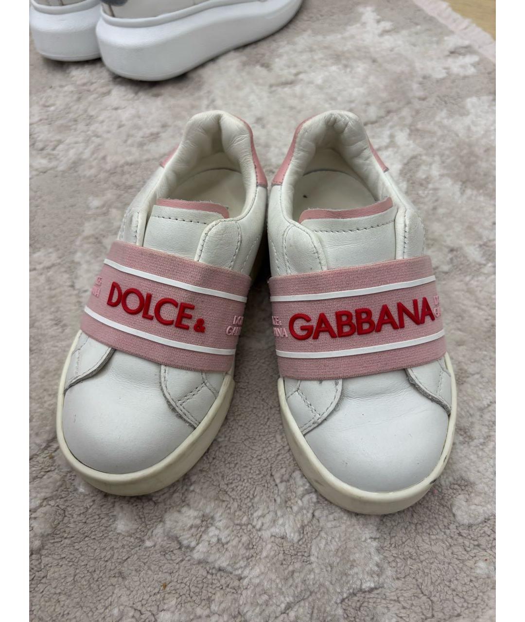 DOLCE & GABBANA KIDS Белые кожаные кеды, фото 2