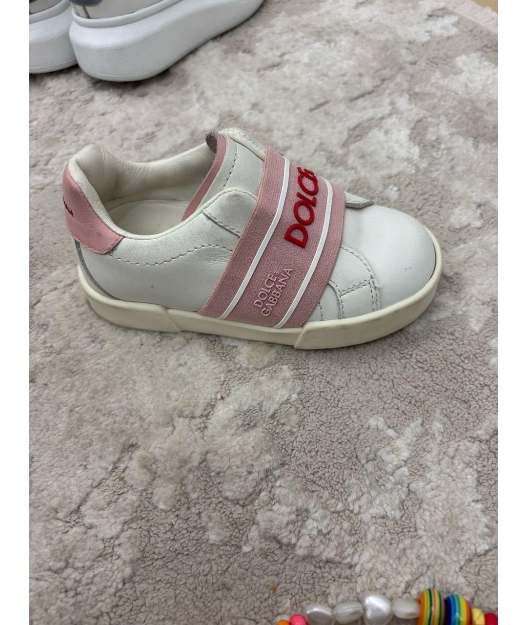 DOLCE & GABBANA KIDS Белые кожаные кеды, фото 5