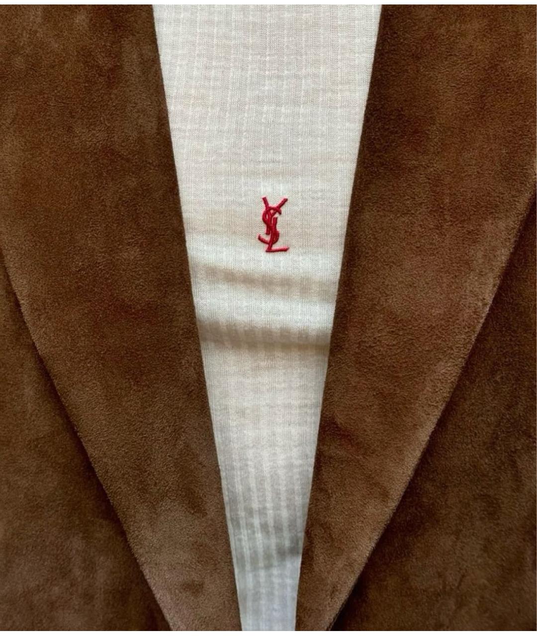 SAINT LAURENT Бежевая шерстяная майка, фото 2